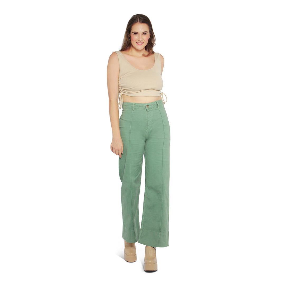 flared pants for women#color_green