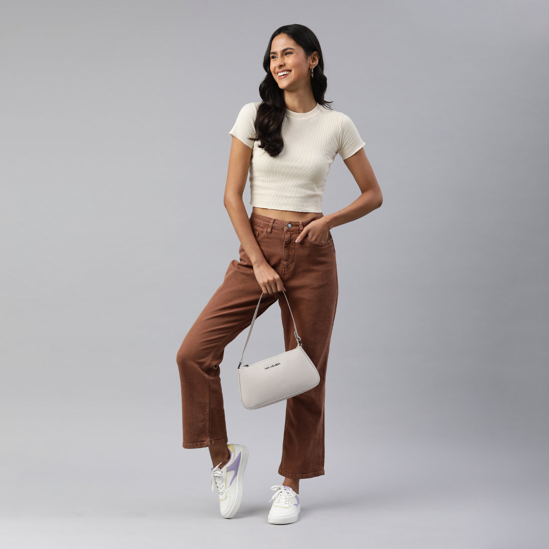 crew neck rib knit top#color_beige