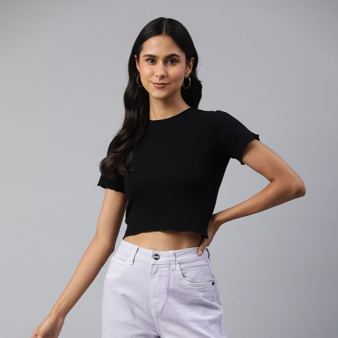 crew neck rib knit top#color_black