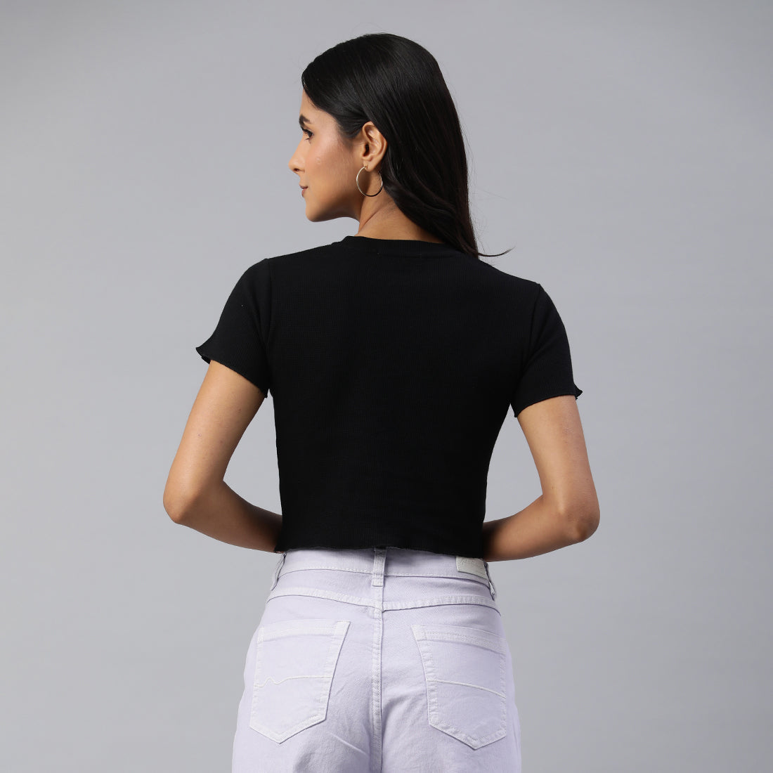 crew neck rib knit top#color_black