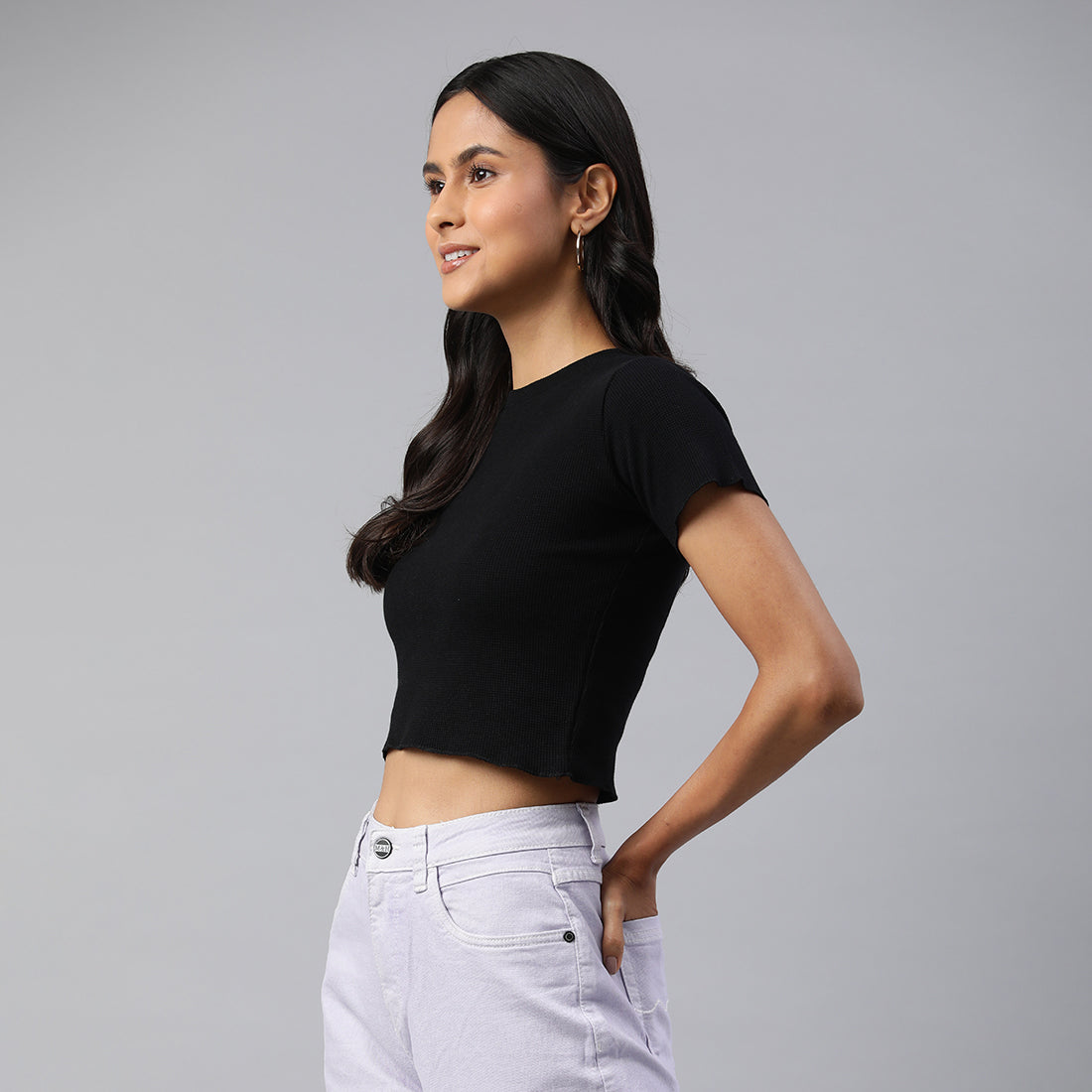 crew neck rib knit top#color_black