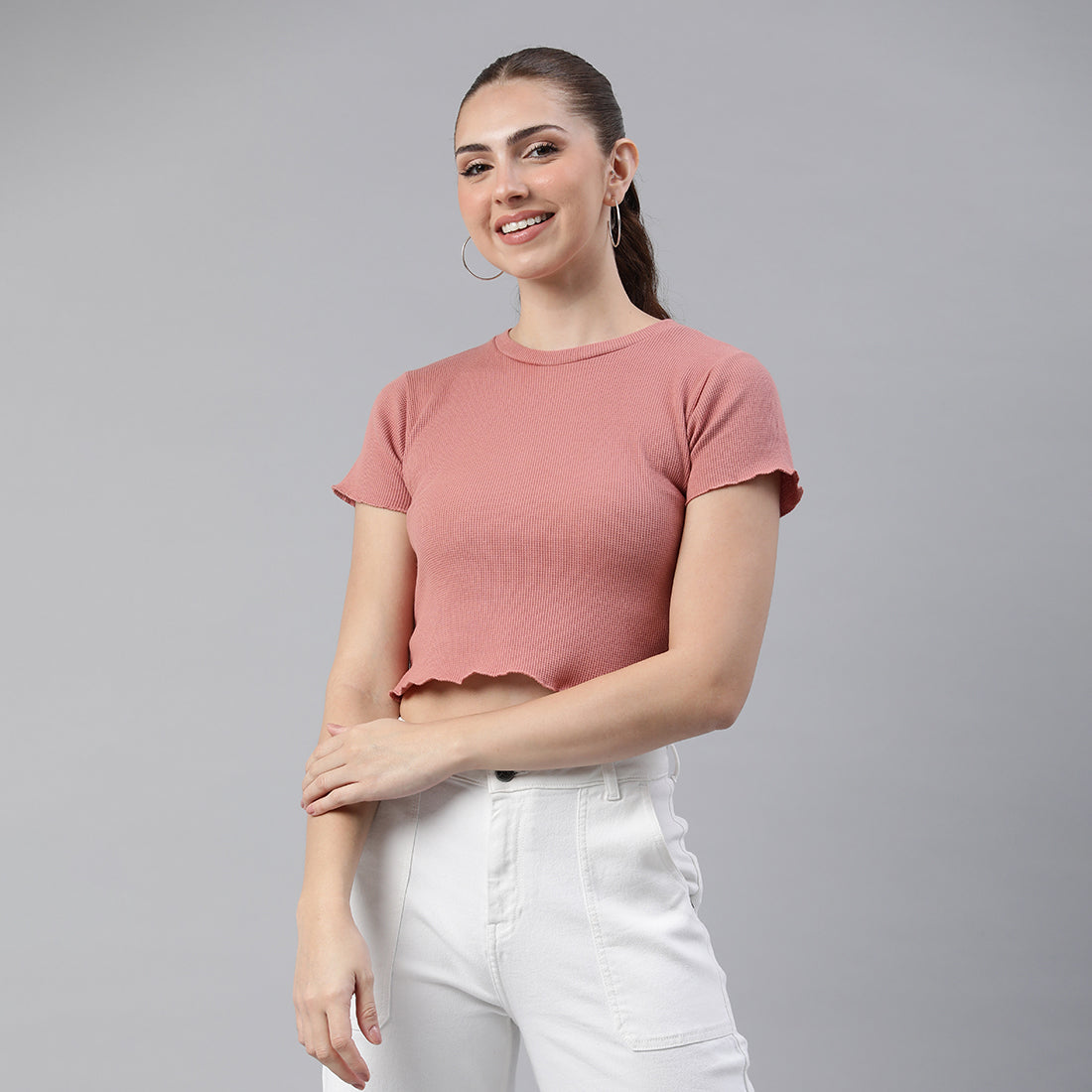 crew neck rib knit top#color_peach