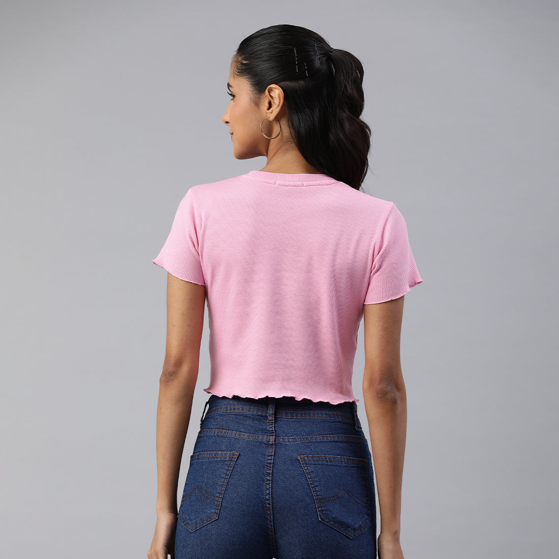 crew neck rib knit top#color_pink