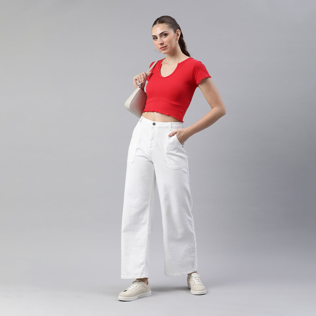 v neck rib knit top#color_red