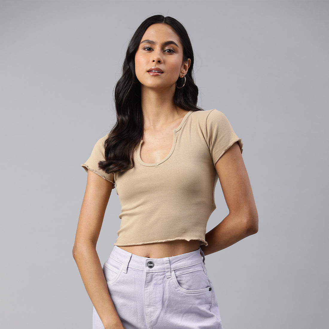 v neck rib knit top#color_taupe