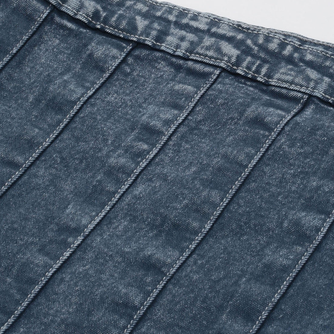 pleated denim mini skirt#color_dark-blue