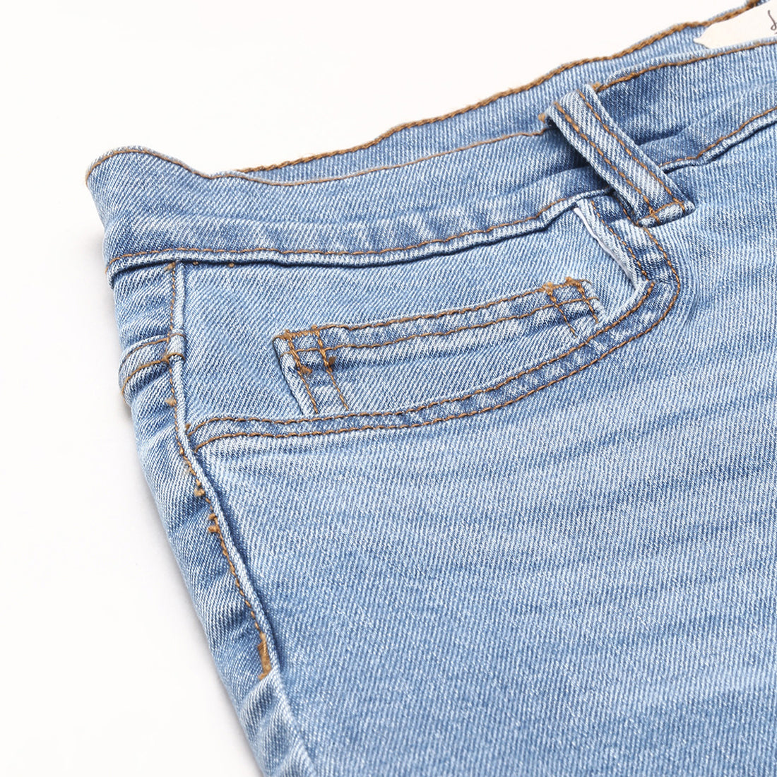 Blue High Waist Raw Hem Shorts