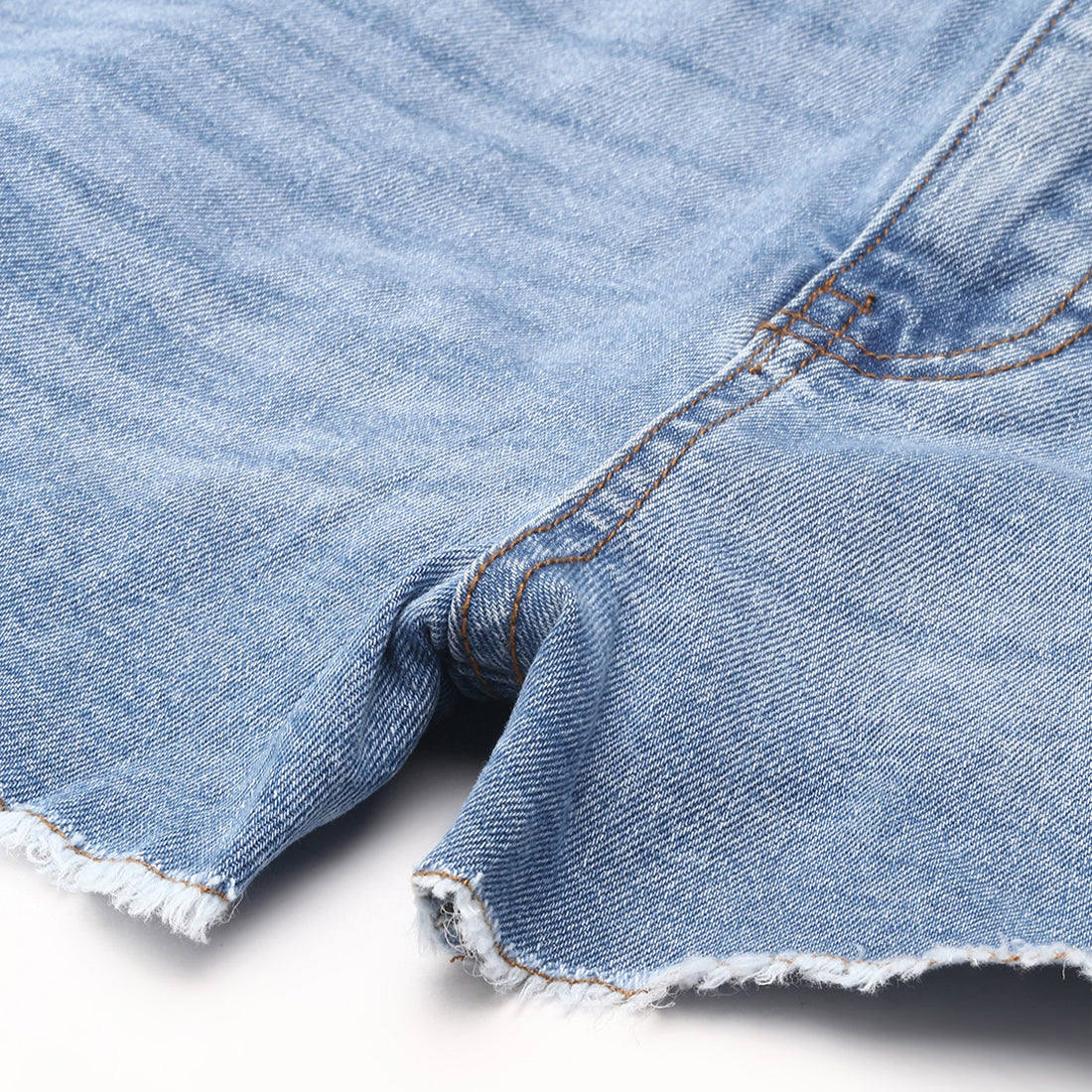 Blue High Waist Raw Hem Shorts