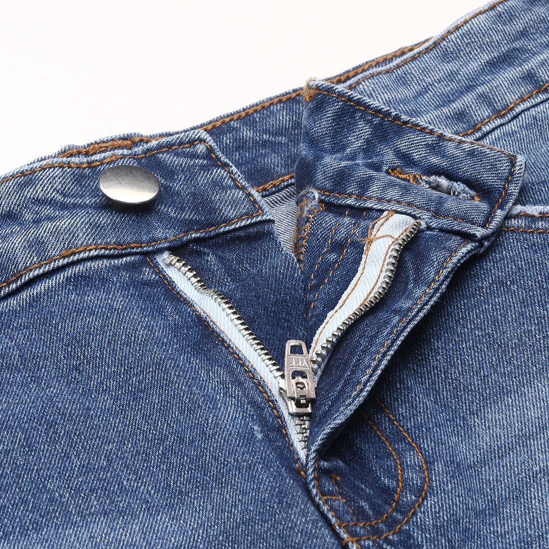 Blue High Waist Rolled Hem Shorts