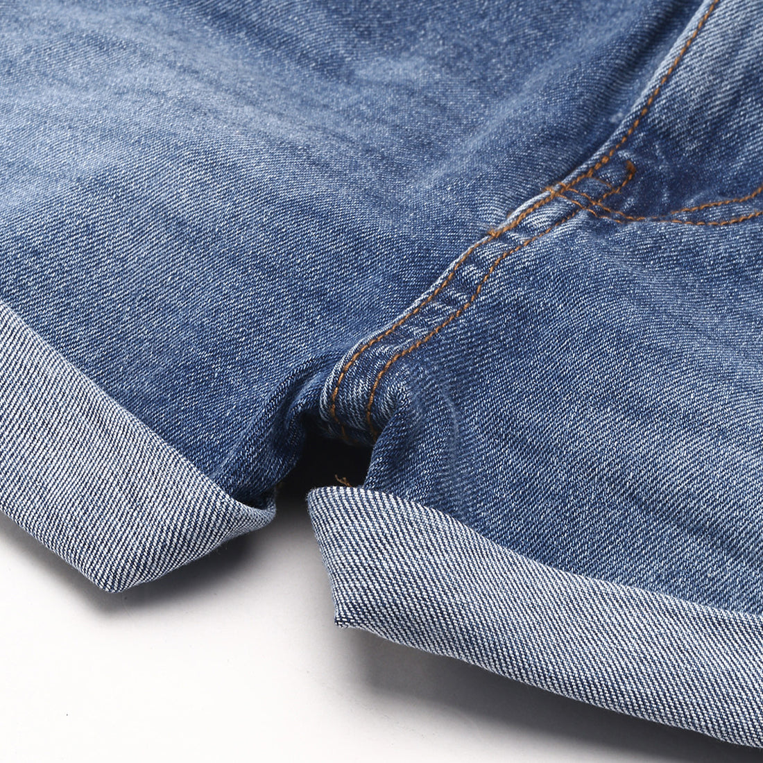 Blue High Waist Rolled Hem Shorts