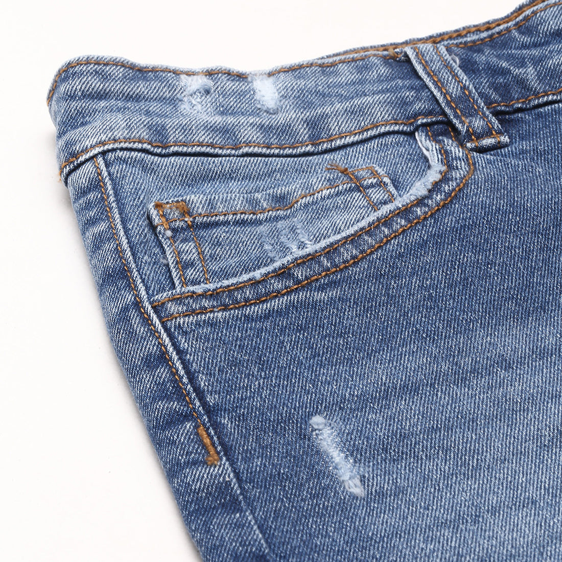 Blue High Waist Rolled Hem Shorts