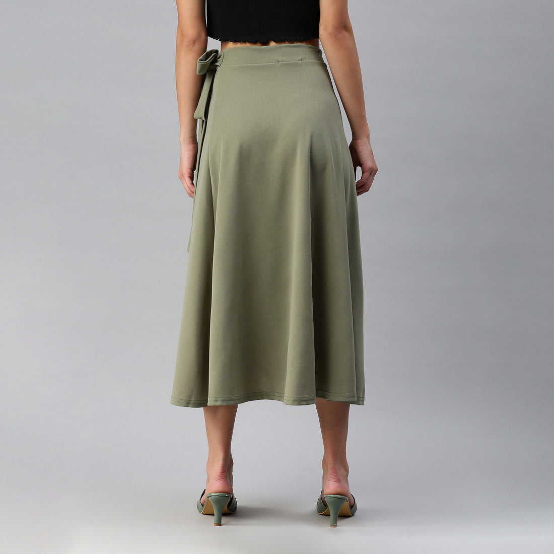 wrap style long maxi skirt#color_olive