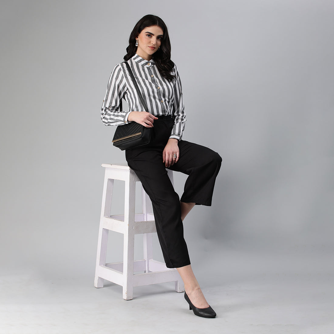 striped long sleeve shirt#color_black