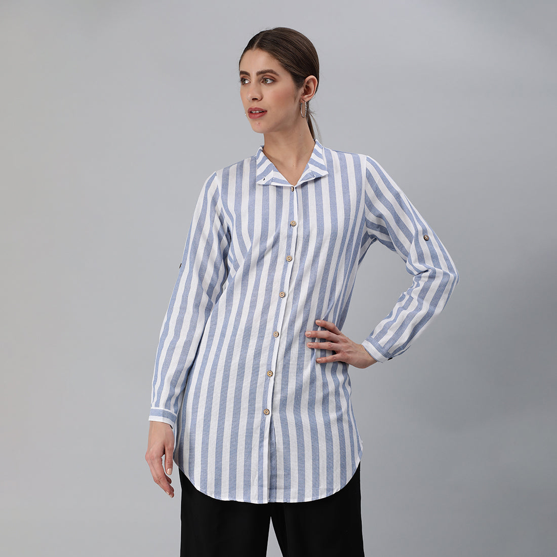 striped long sleeve shirt#color_aqua-blue