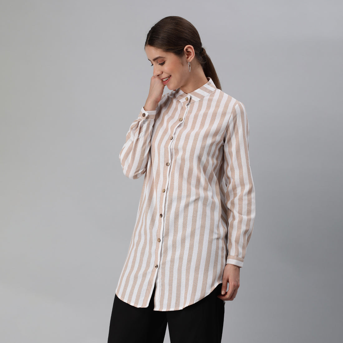 striped long sleeve shirt#color_beige