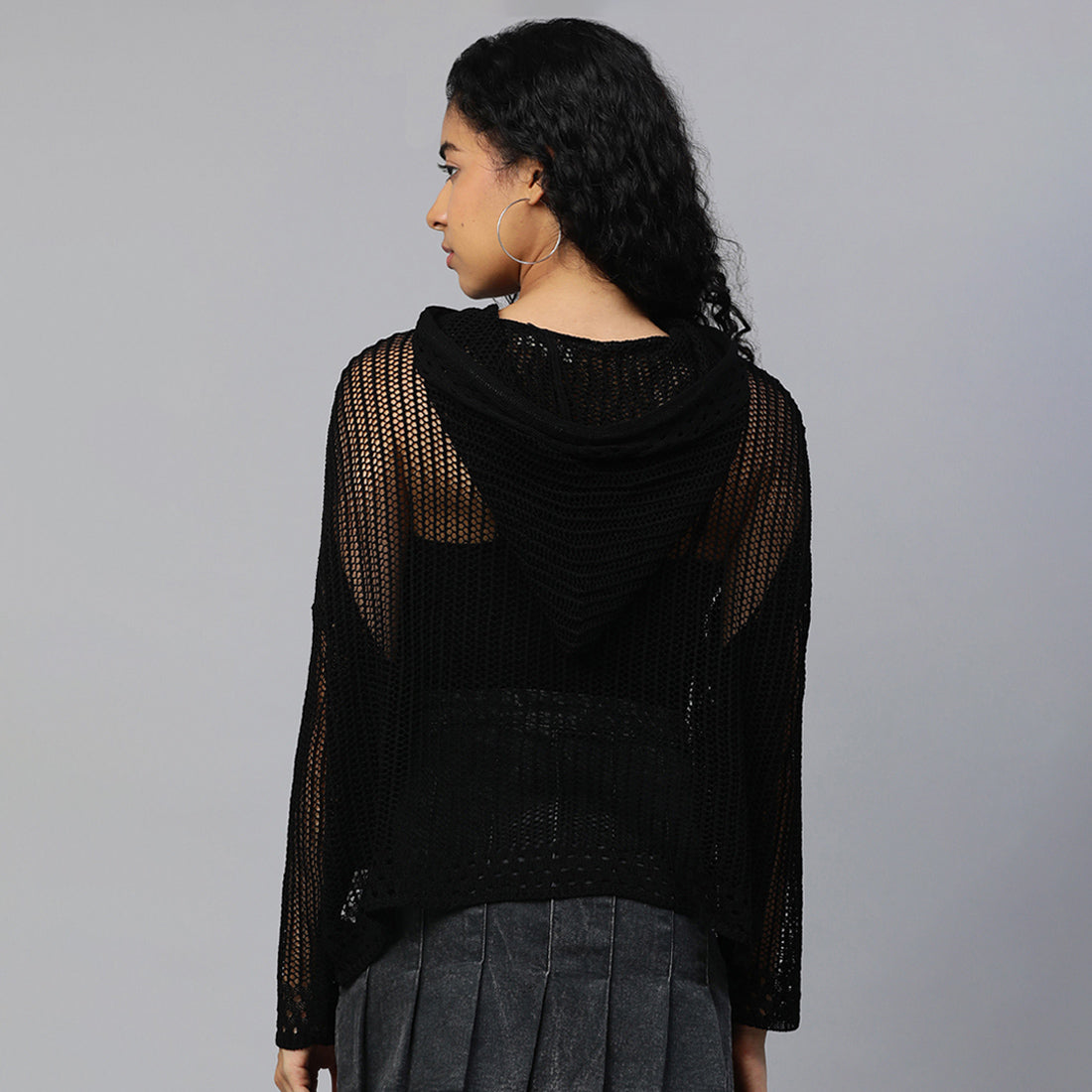 knitted hoodie#color_black