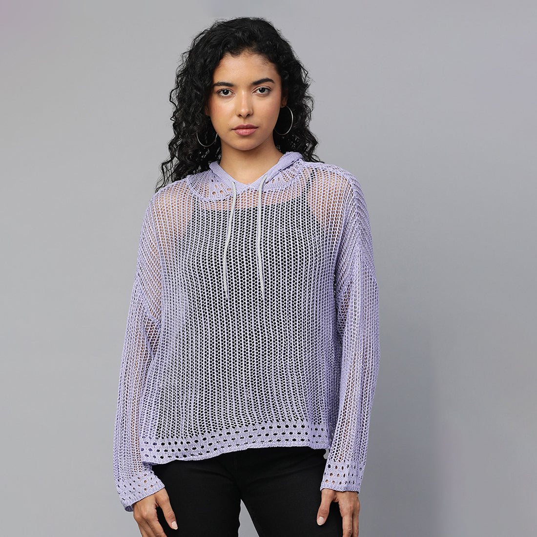 knitted hoodie#color_purple