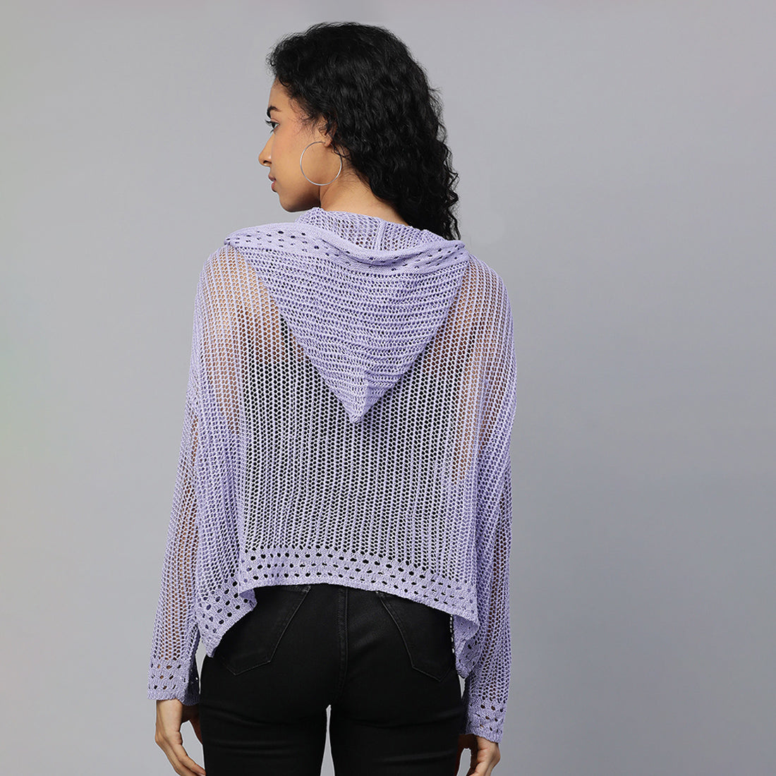 knitted hoodie#color_purple