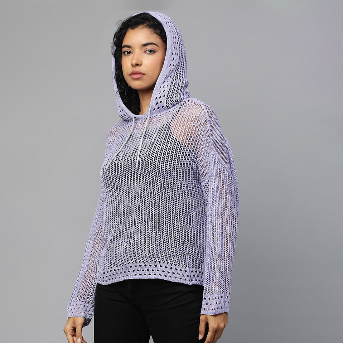 knitted hoodie#color_purple