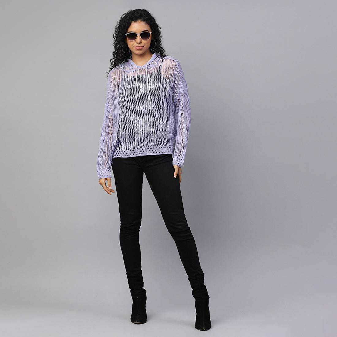 knitted hoodie#color_purple