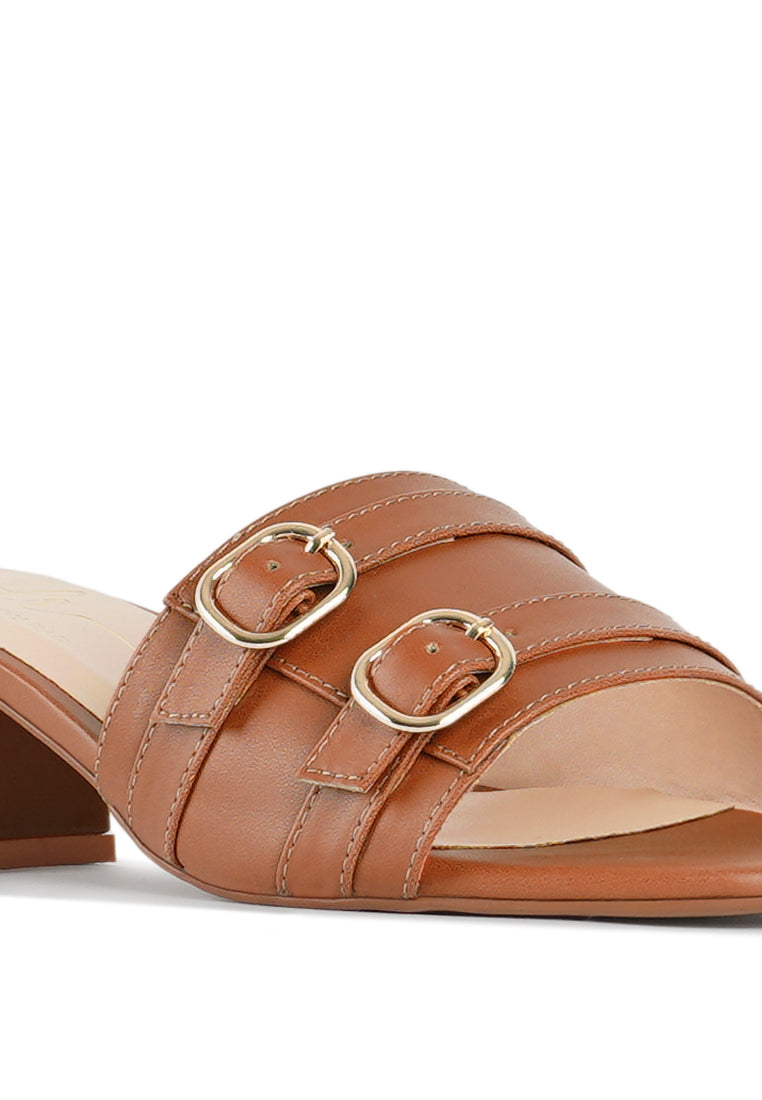 Women Double Buckle Strap Heels