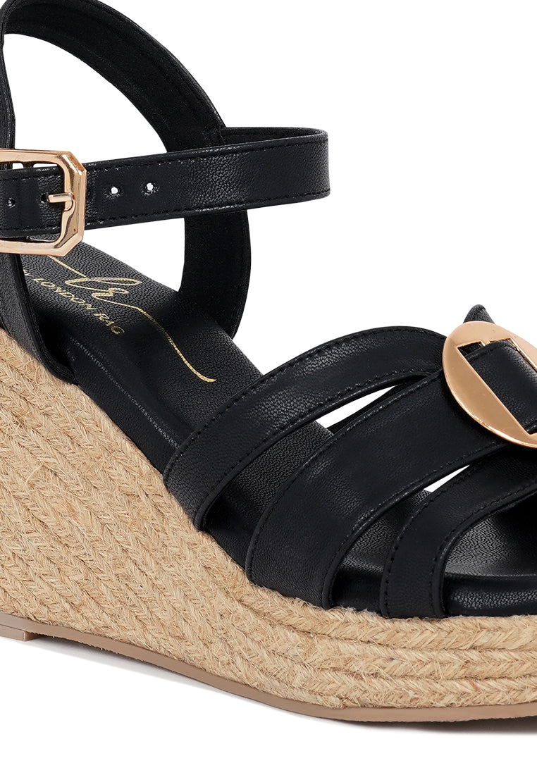 Women Comfortable Pin Buckle Espadrille Wedges