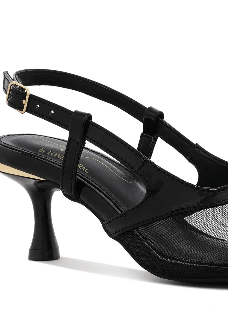 Women Pointy Toe Kitten Heel Slingbacks