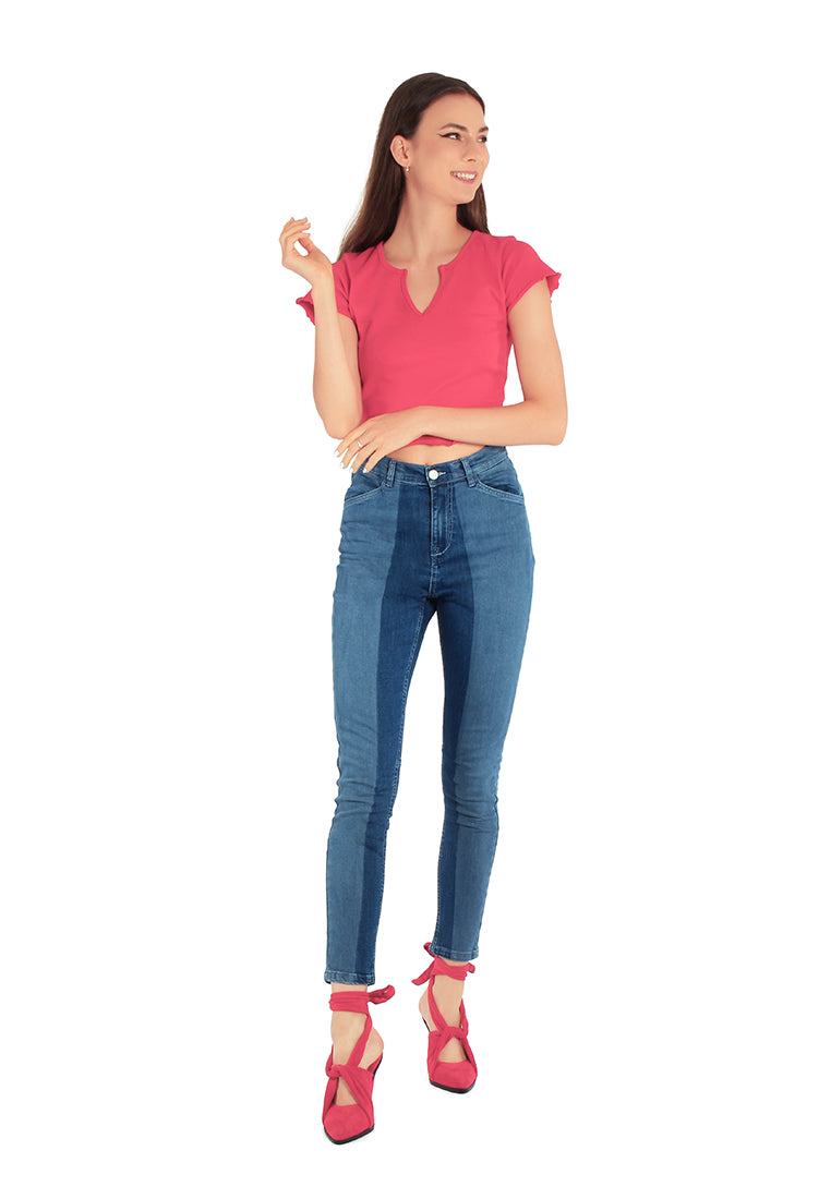 Color Block Two Skinny Jeans Pants