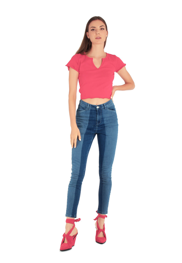 Color Block Two Skinny Jeans Pants