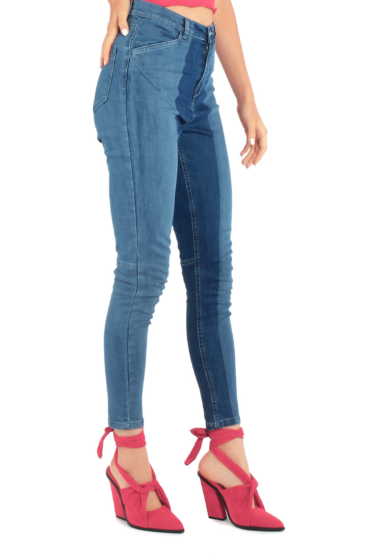 Color Block Two Skinny Jeans Pants
