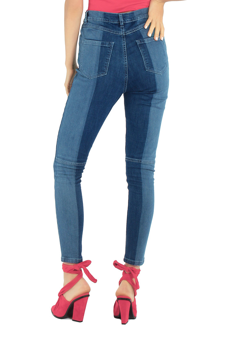 Color Block Two Skinny Jeans Pants
