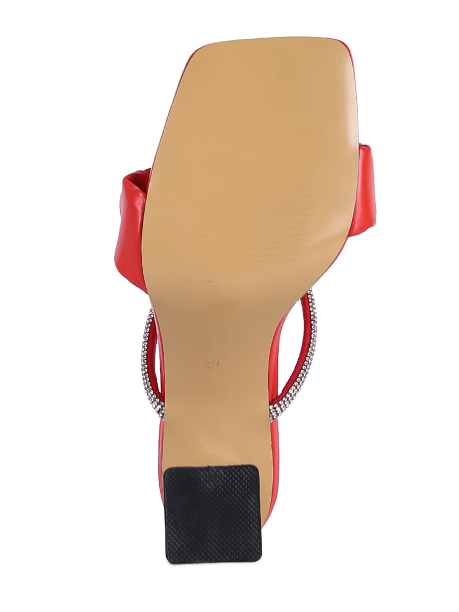 Red Clear Heel Rhinestone Sandals