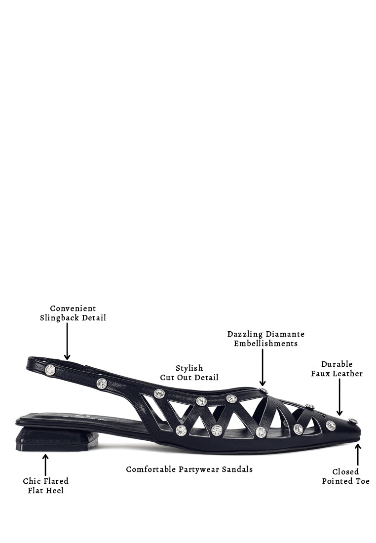 Women Diamante Embellished Slingback Sandals