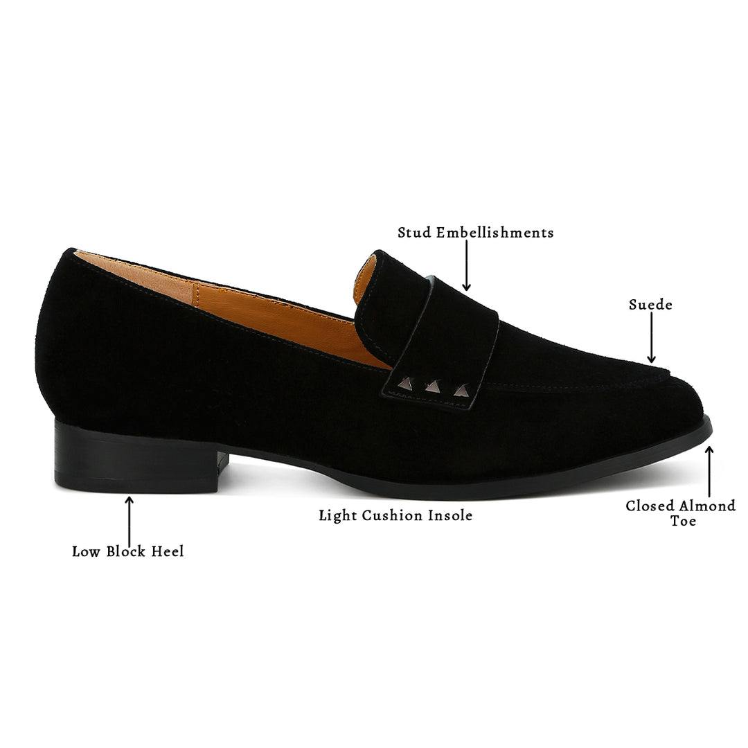 studded suede loafers#color_black