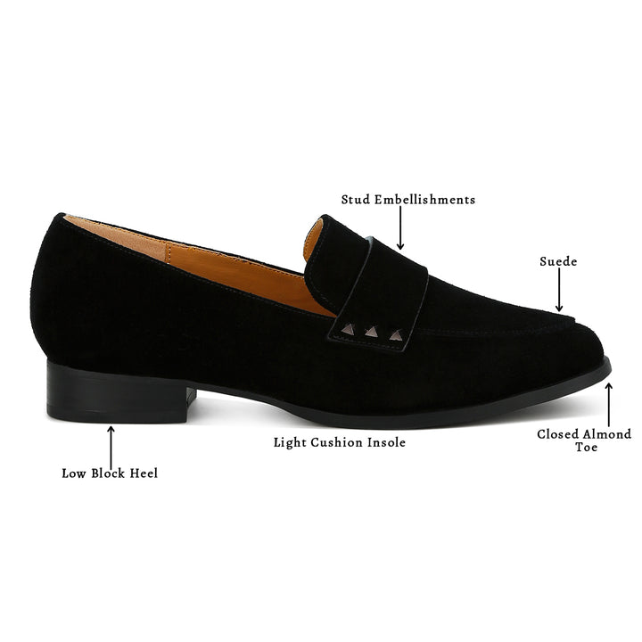 studded suede loafers#color_black