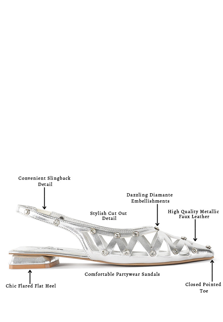 Women Diamante Embellished Slingback Sandals