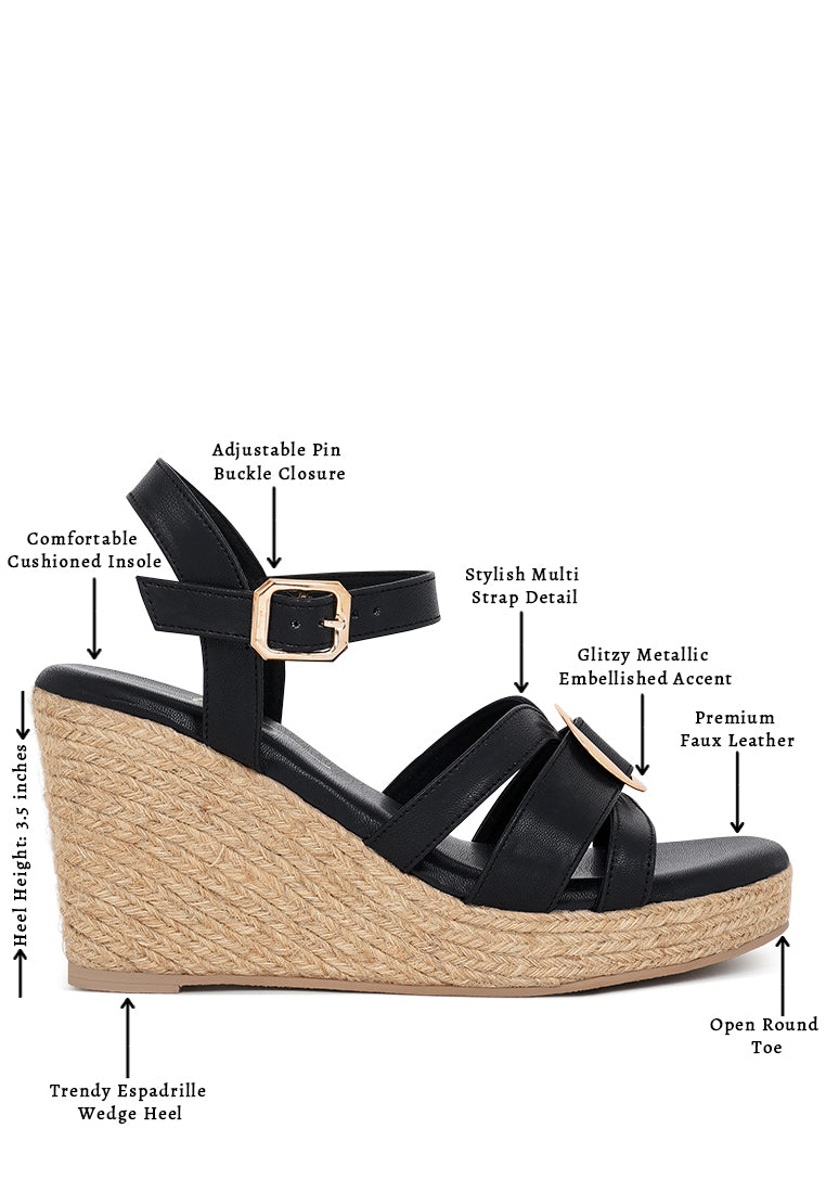 Women Comfortable Pin Buckle Espadrille Wedges