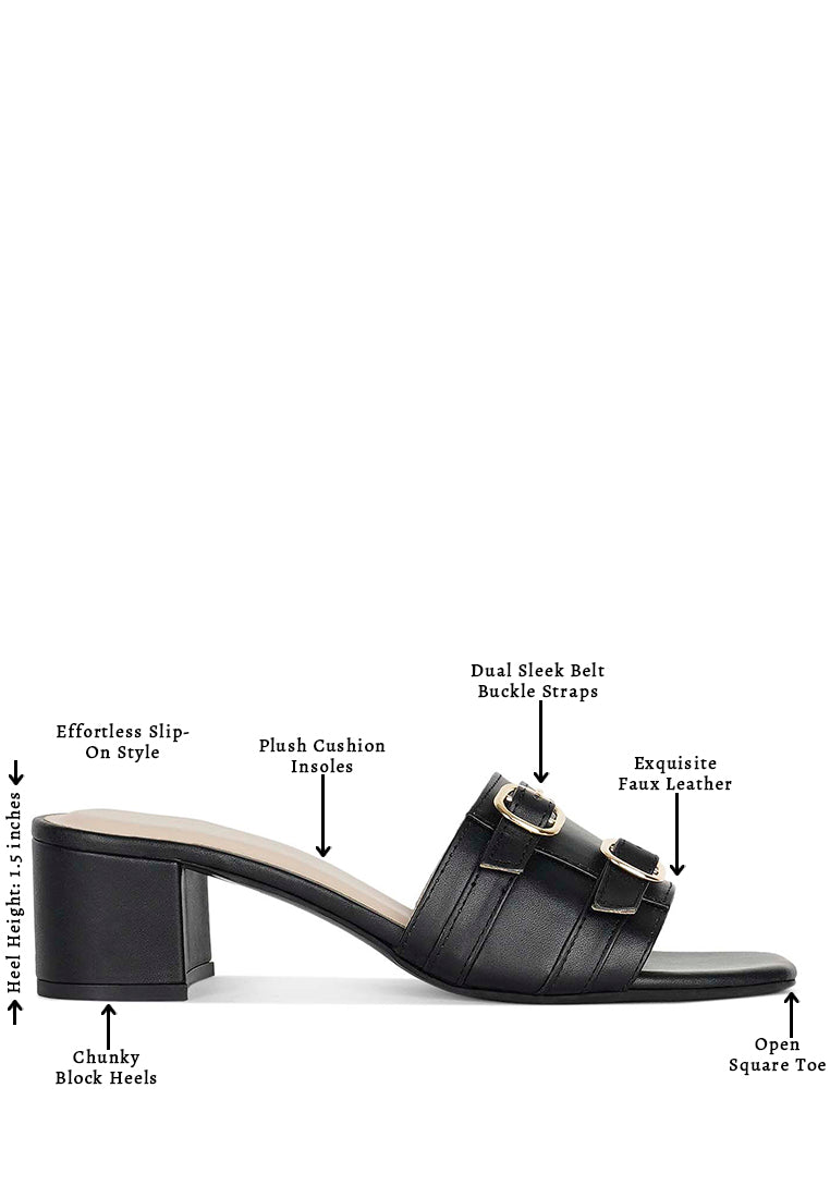 Women Double Buckle Strap Heels