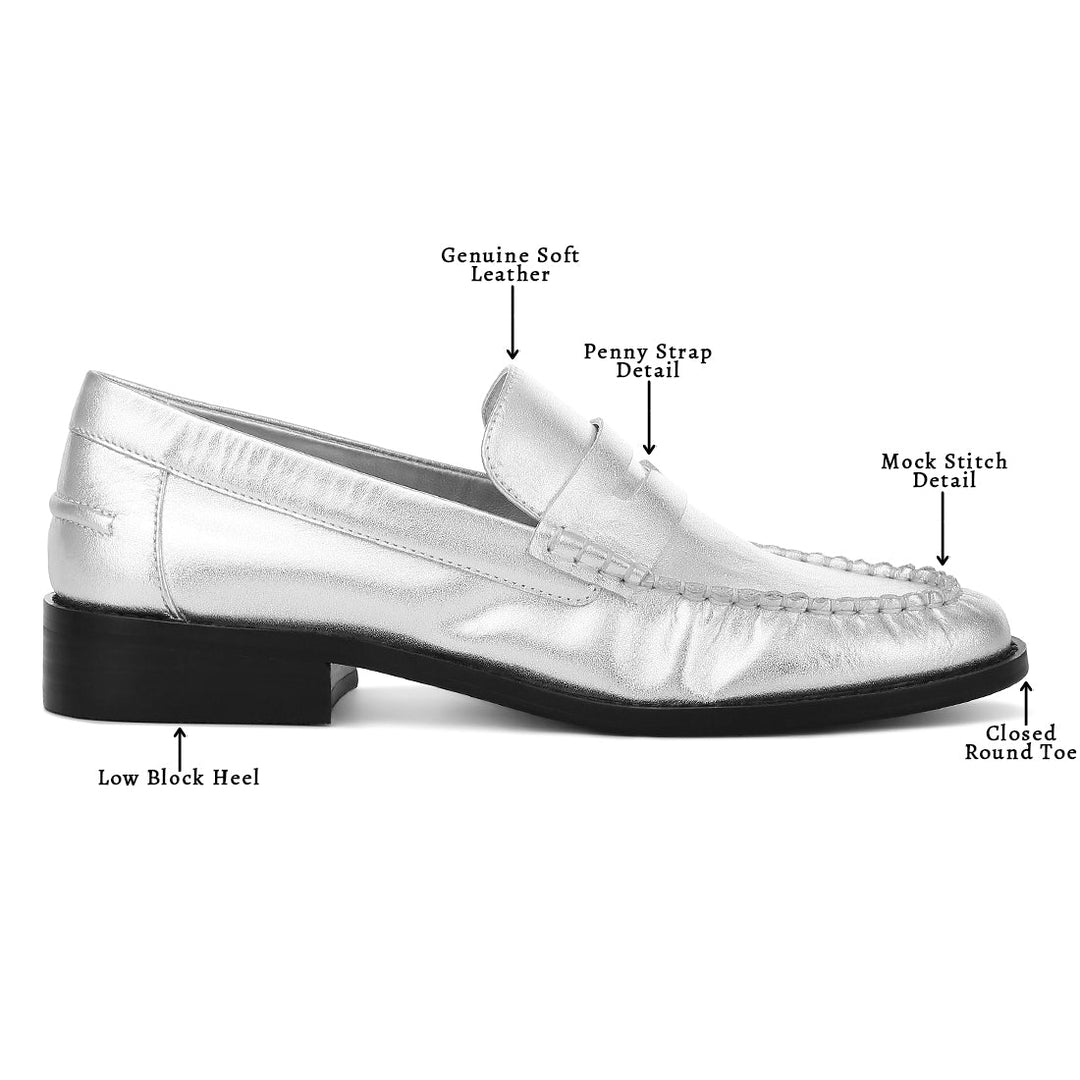 genuine leather loafers#color_silver