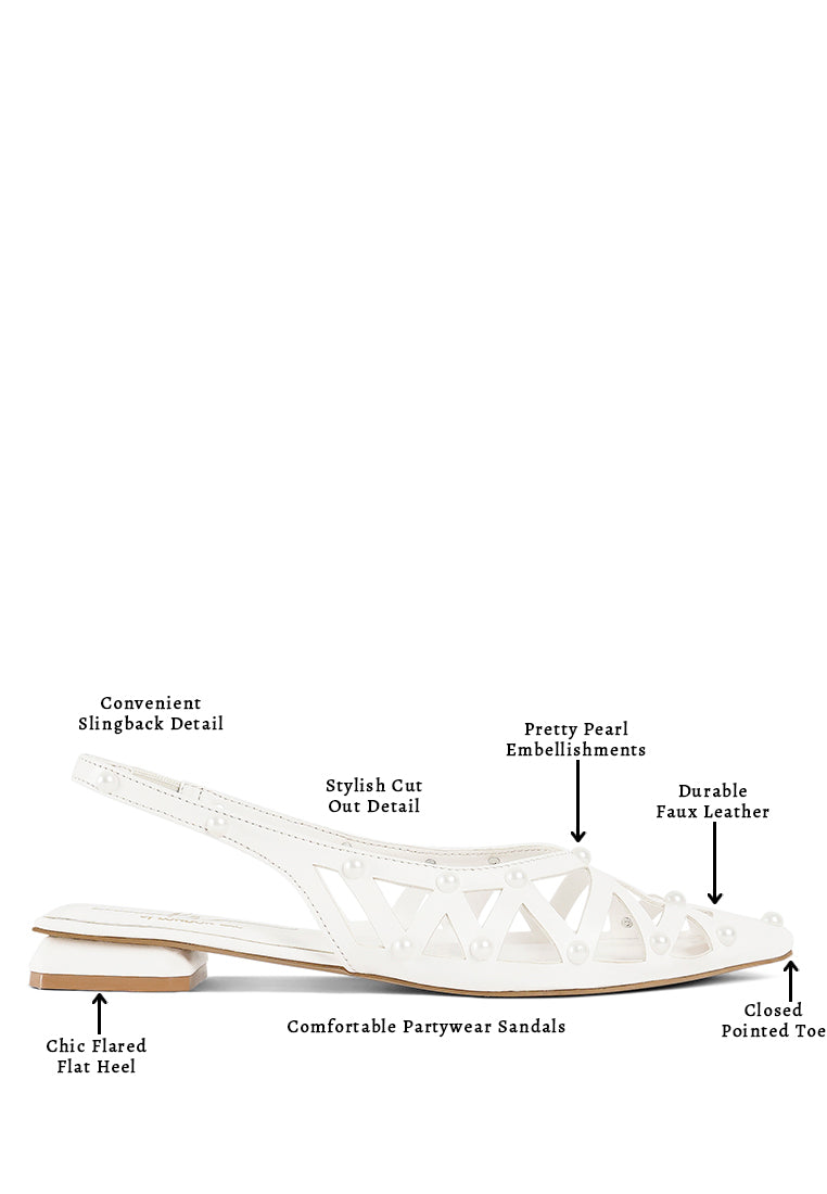 Women Pearl Embellished Slingback Sandals