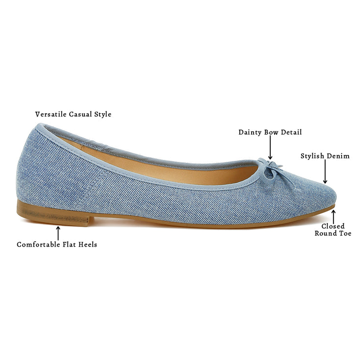 Bow Detail Denim Ballerinas