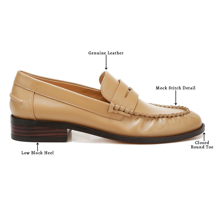 genuine leather loafers#color_beige