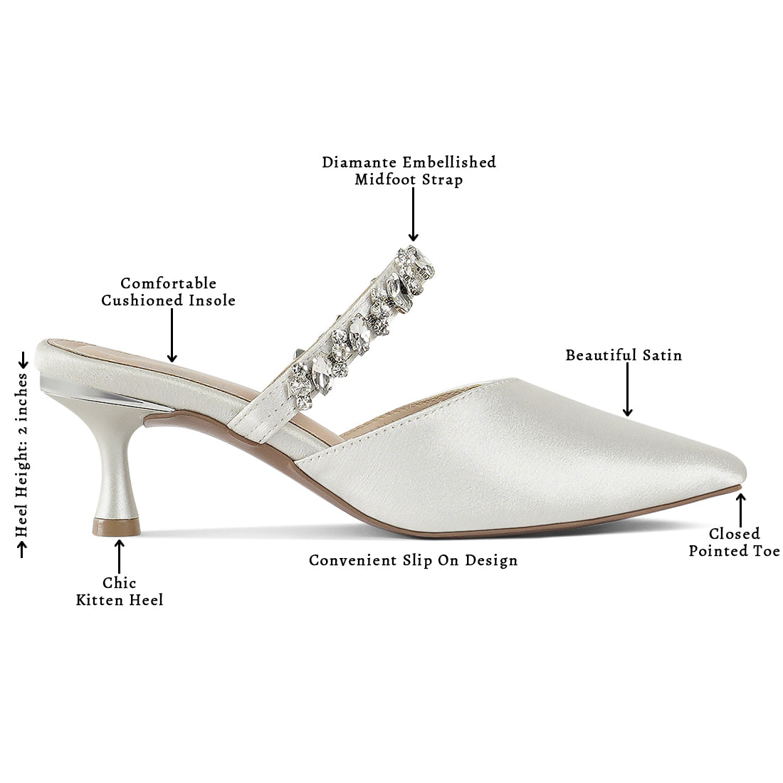 london rag women diamante embellished strap mules#color_white