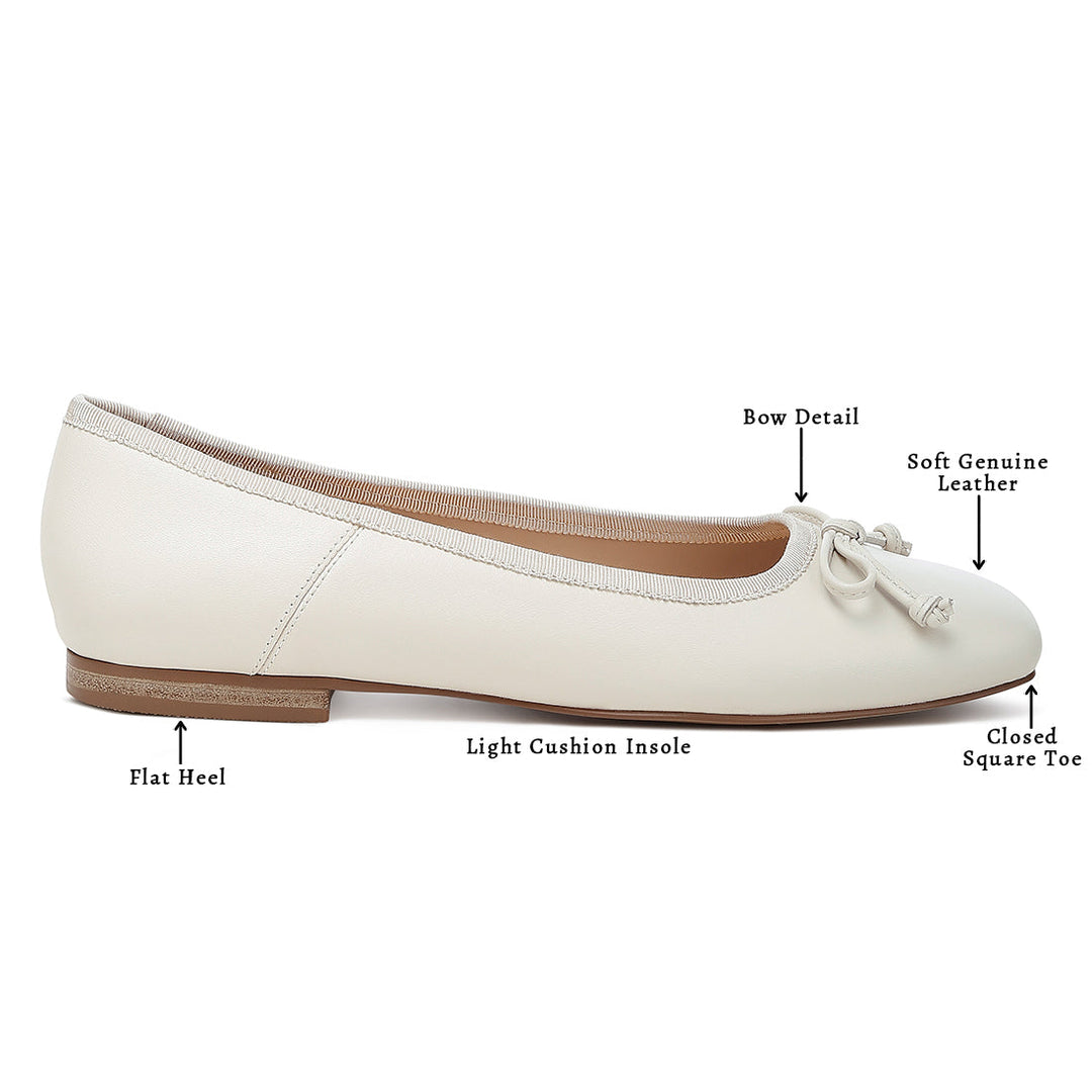 square-toe bow ballerinas#color_beige