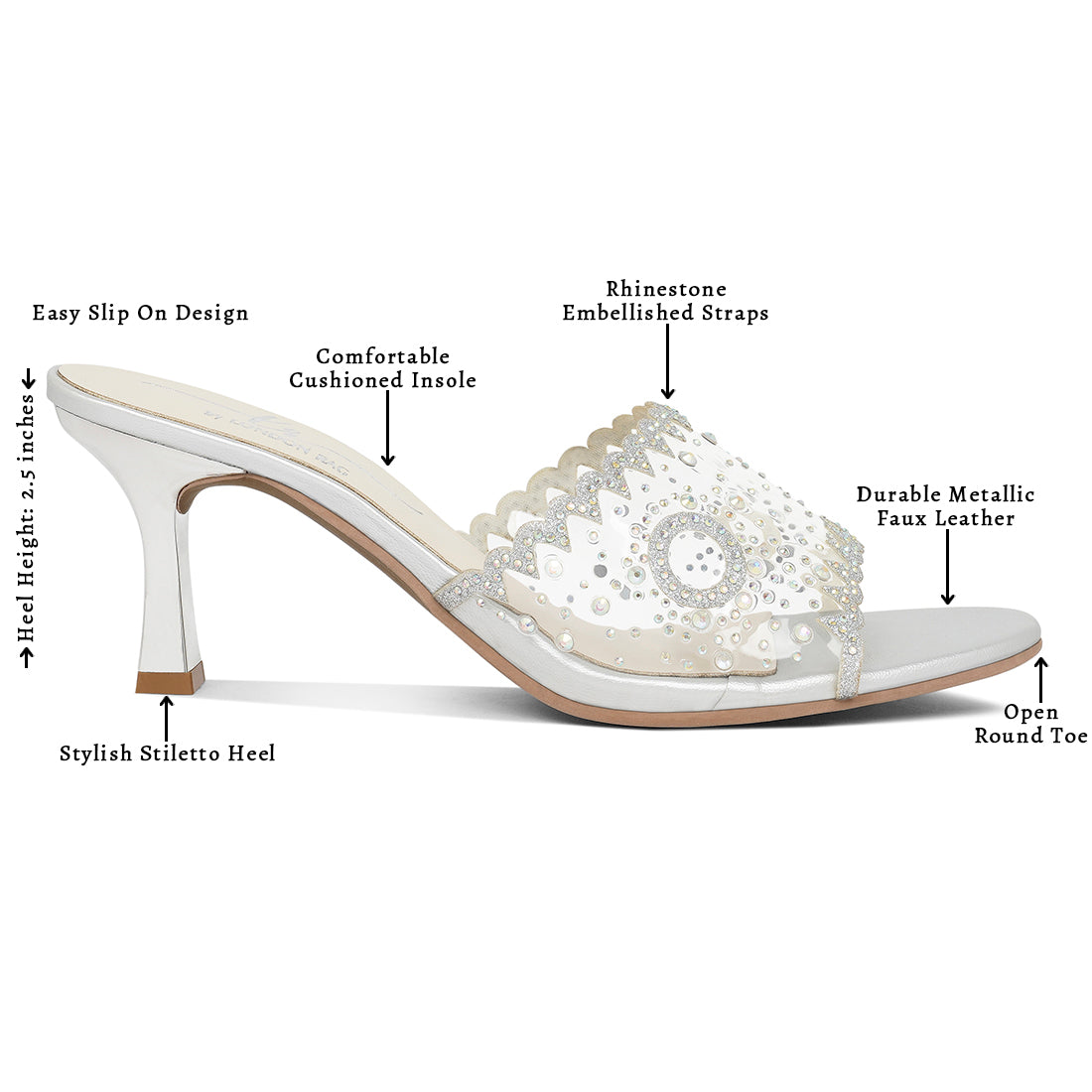 women rhinestones & glitter embellished kitten heels#color_silver