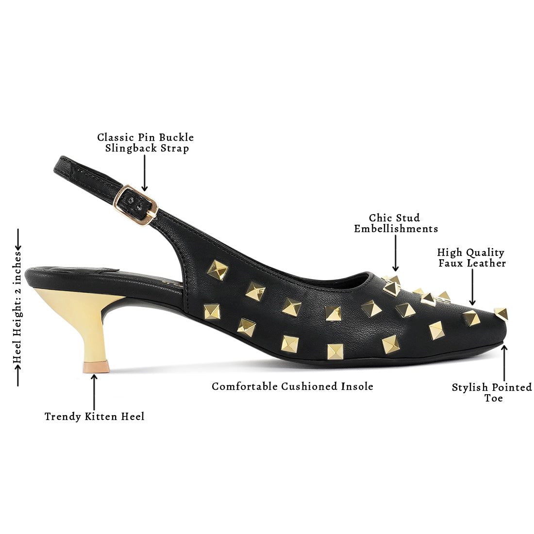 london rag women gold accent studded sandals#color_black