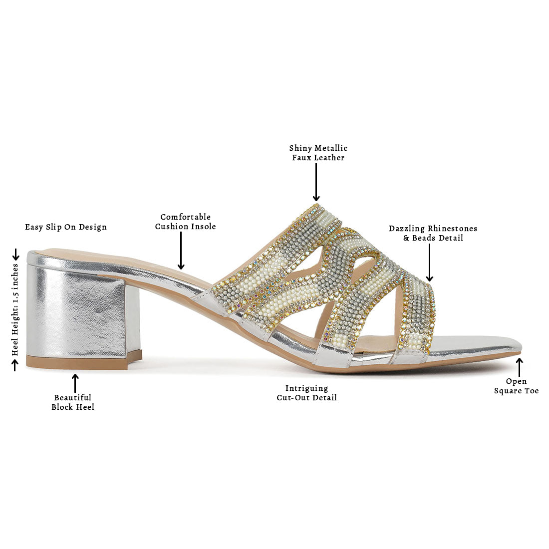 women rhinestones & bead embellished block heels#color_silver