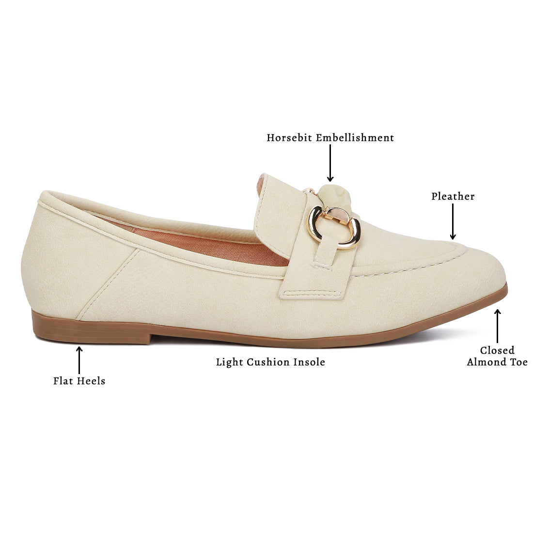 horsebit embellished loafers#color_beige