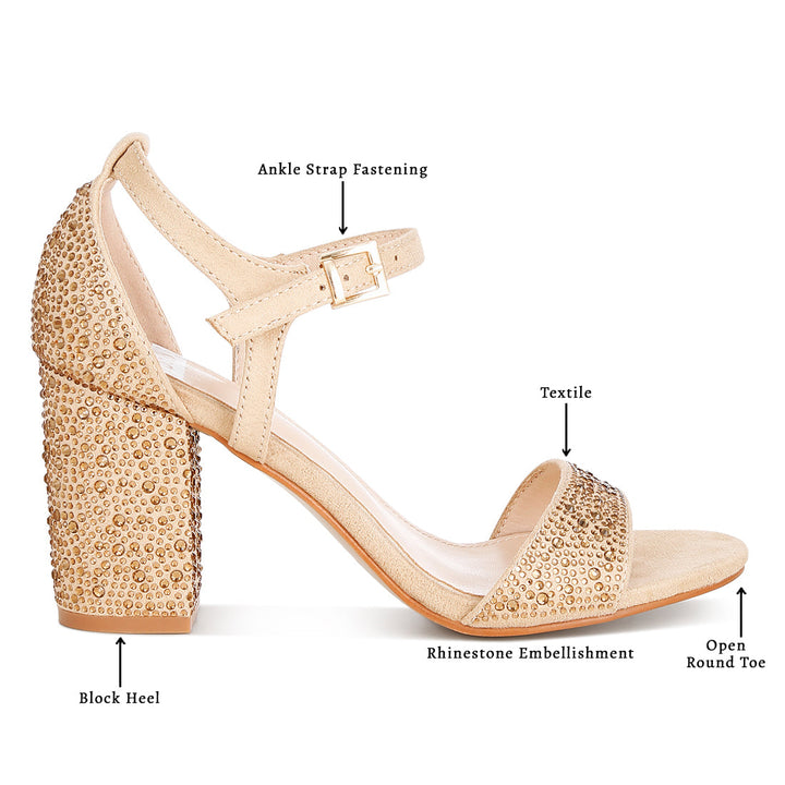 rhinestones embellished sandals#color_beige