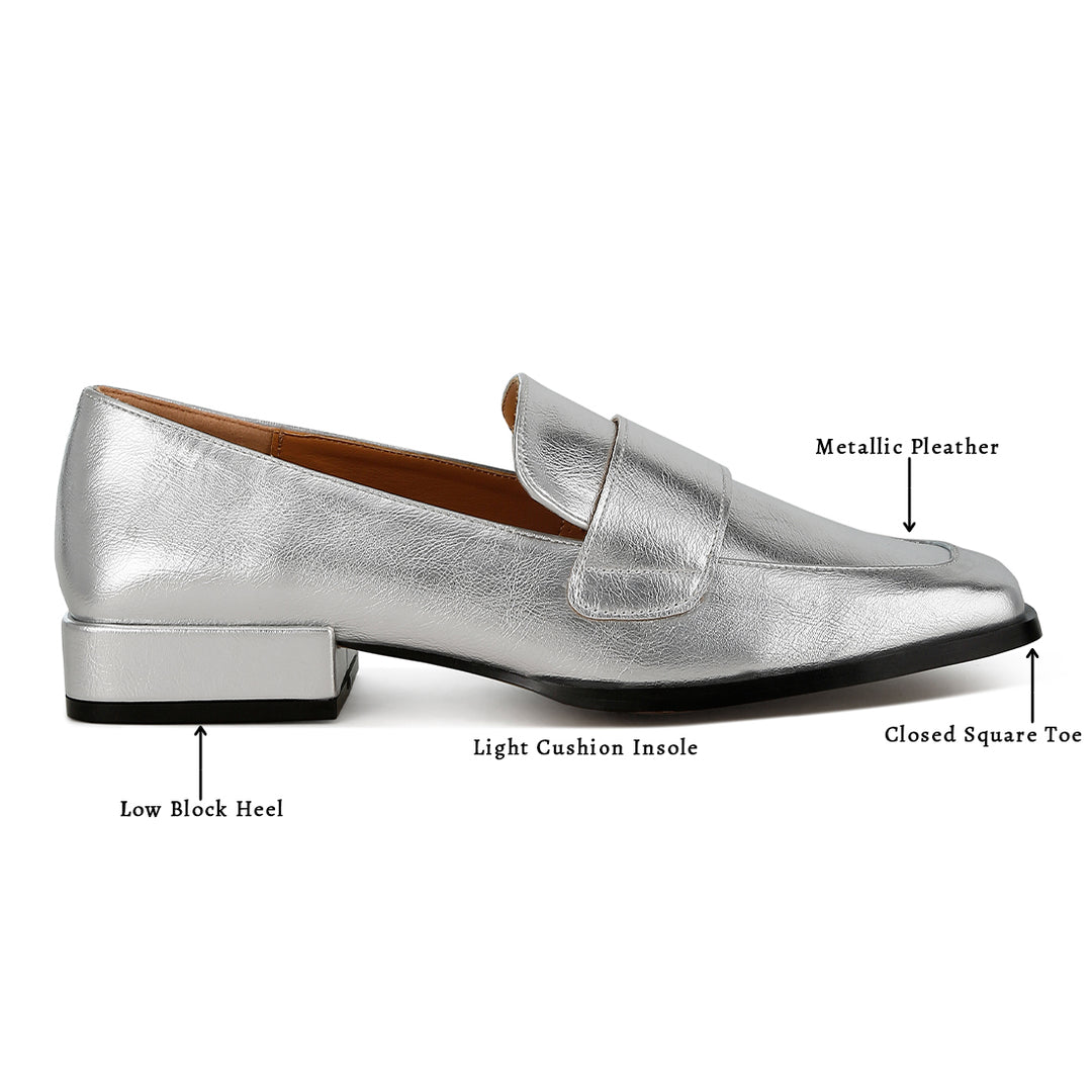 metallic penny loafers#color_silver